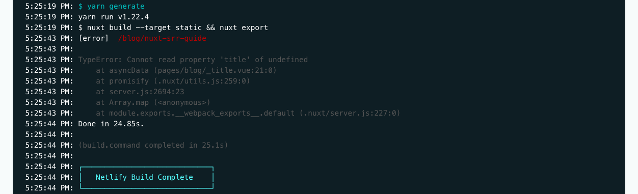 Default nuxt generate command